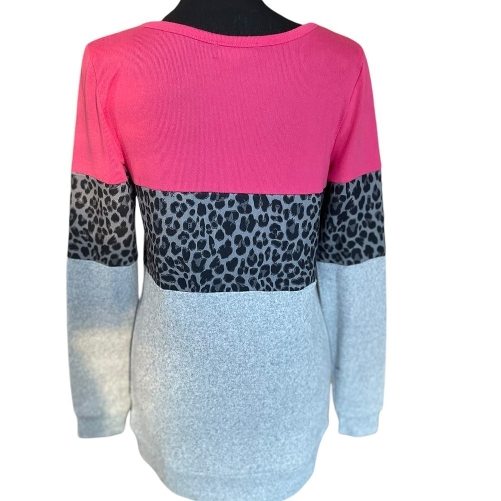 Simply Southern Collection Long Sleeve Shirt Animal Print Color Block - Picture 5 of 9